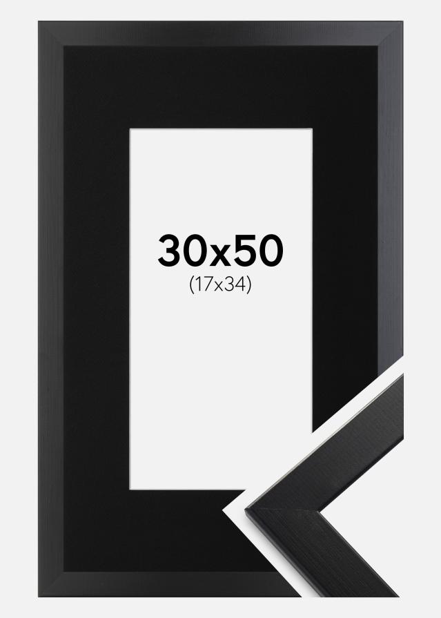 Ramme Trendline Sort 30x50 cm - Passepartout Sort 18x35 cm