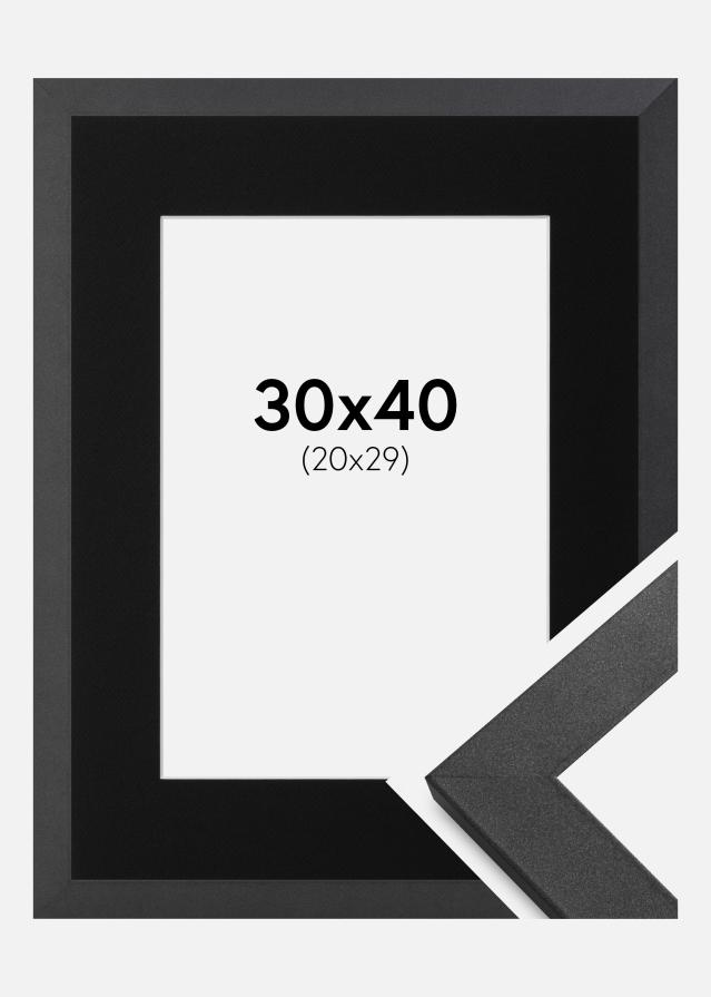 Ramme Graphite Wood 30x40 cm - Passepartout Sort 21x30 cm