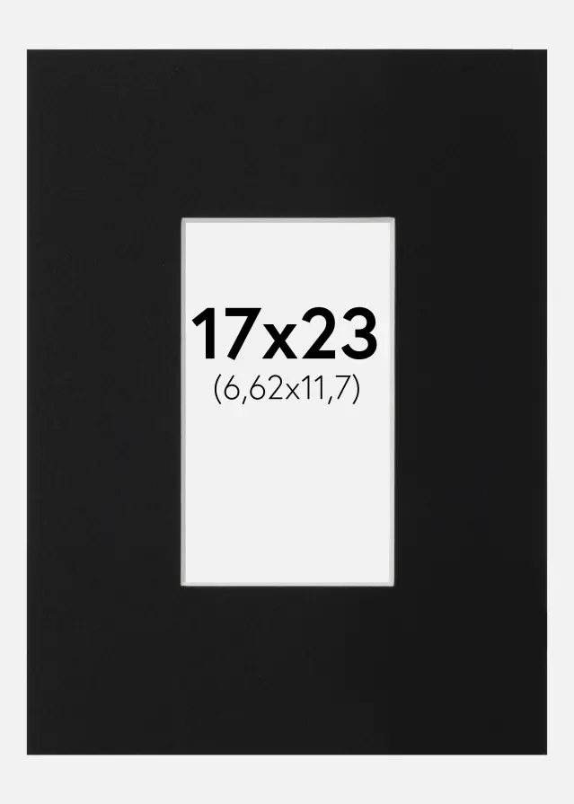 Passepartout Sort Standard (Hvid kerne) 17x23 cm (6,62x11,7)