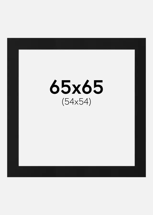 Passepartout Sort Standard (Hvid kerne) 65x65 cm (54x54)