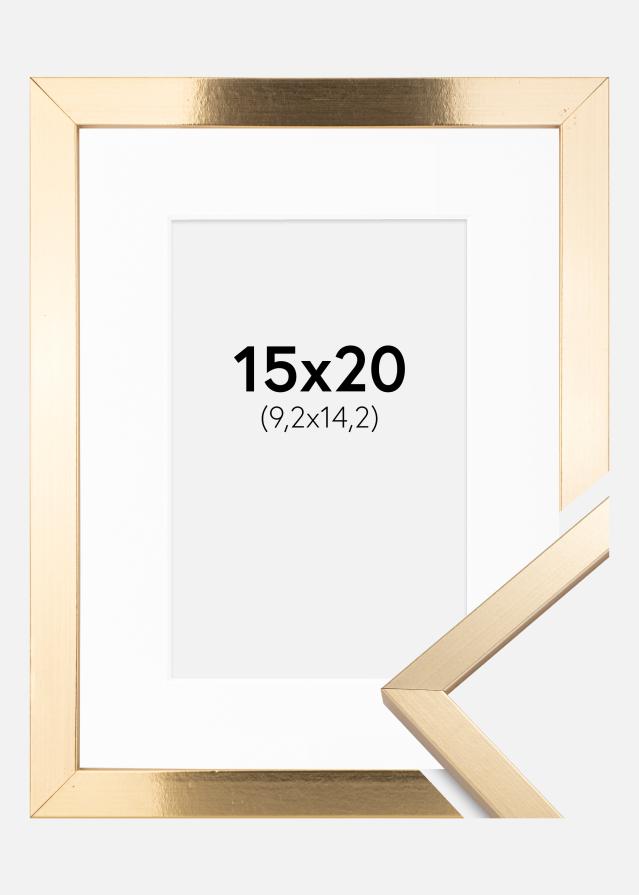 Ramme Trendy Guld 15x20 cm - Passepartout Hvid 4x6 inches