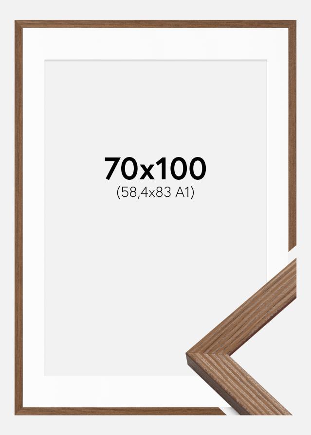 Ramme Fiorito Mørk Eg 70x100 cm - Passepartout Hvid 59,4x84 cm (A1)