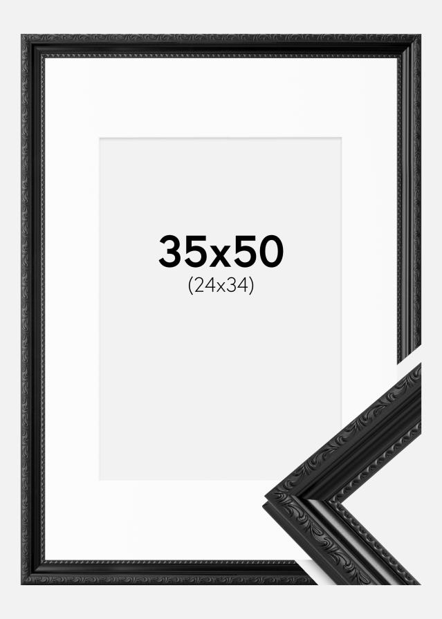 Ramme Abisko Sort 35x50 cm - Passepartout Hvid 25x35 cm