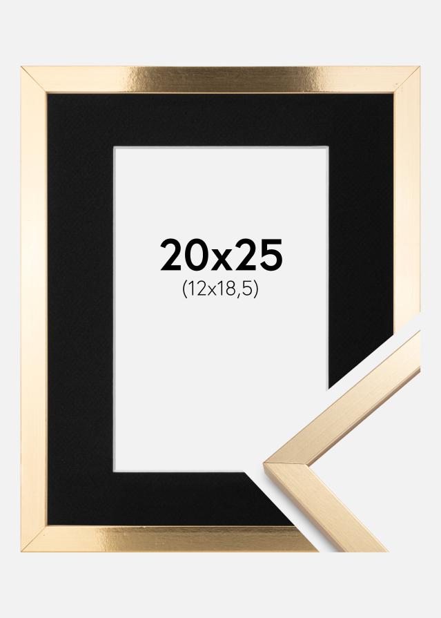 Ramme Trendy Guld 20x25 cm - Passepartout Sort 13x19,5 cm