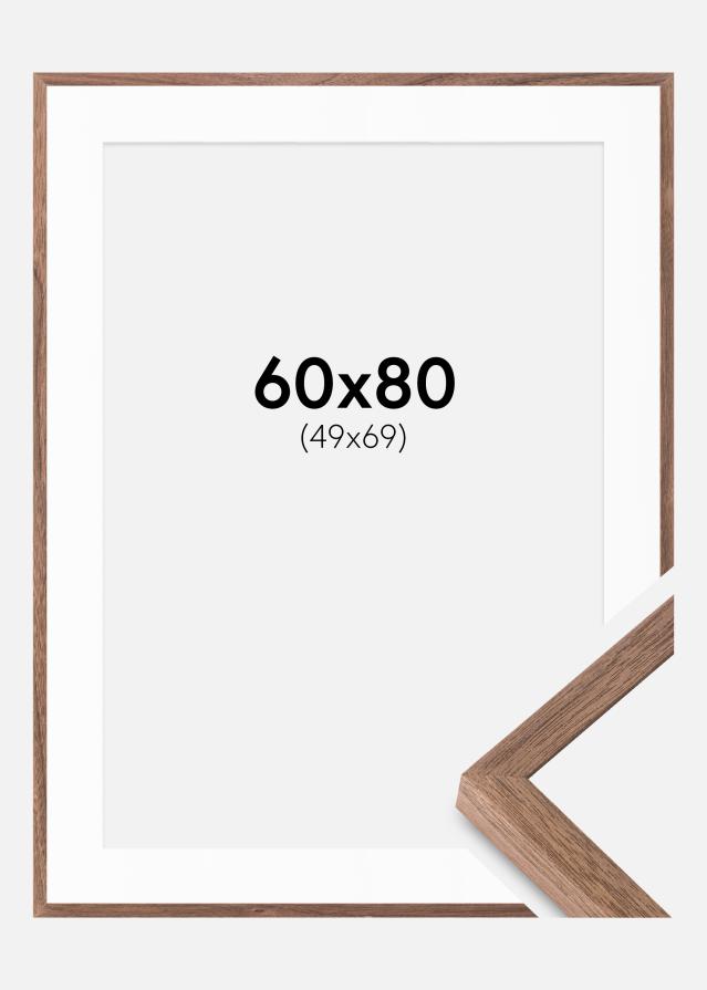 Ramme Soul Walnut Veneer 60x80 cm - Passepartout Hvid 50x70 cm