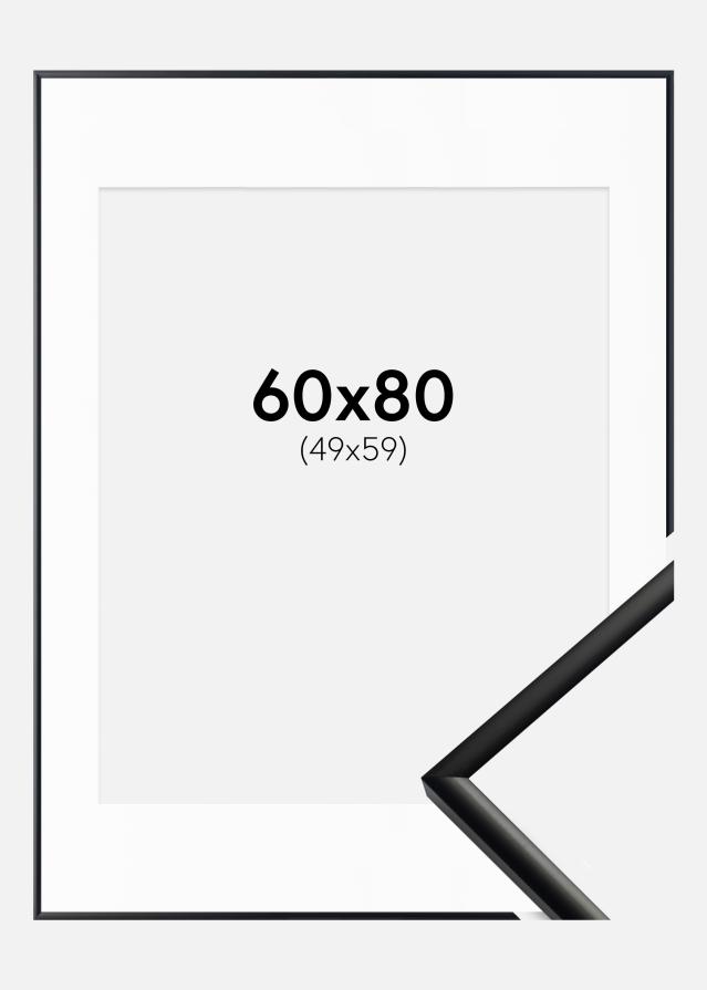 Ramme New Lifestyle Mat Sort 60x80 cm - Passepartout Hvid 50x60 cm