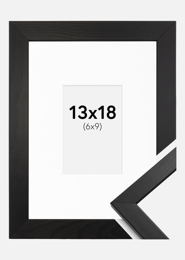 Ramme Stilren Sort 13x18 cm - Passepartout Hvid 7x10 cm