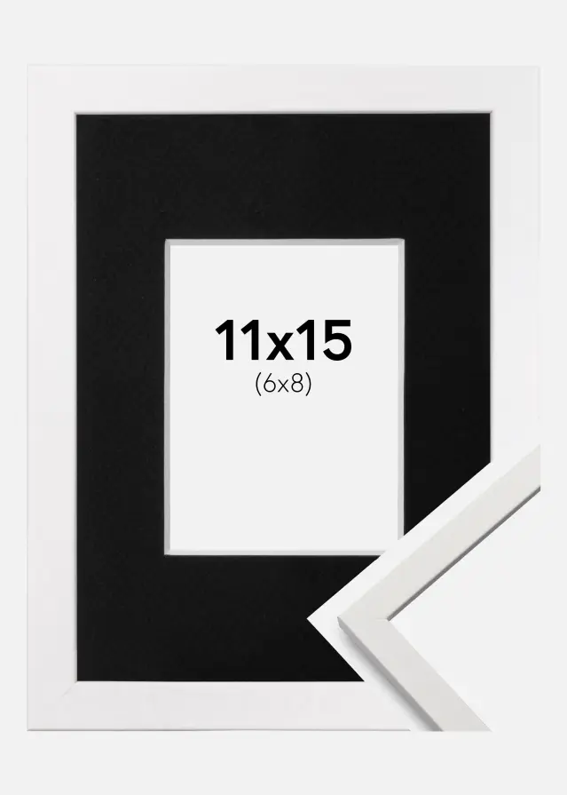 Ramme Edsbyn Hvid 11x15 cm - Passepartout Sort 7x9 cm