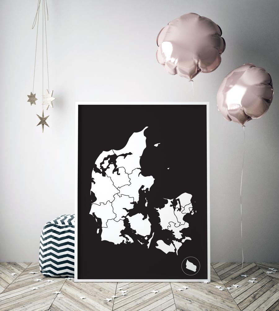 Kort - Danmark - Hvid
