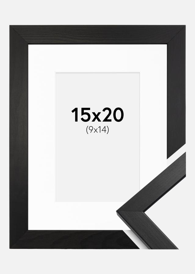 Ramme Stilren Sort 15x20 cm - Passepartout Hvid 10x15 cm