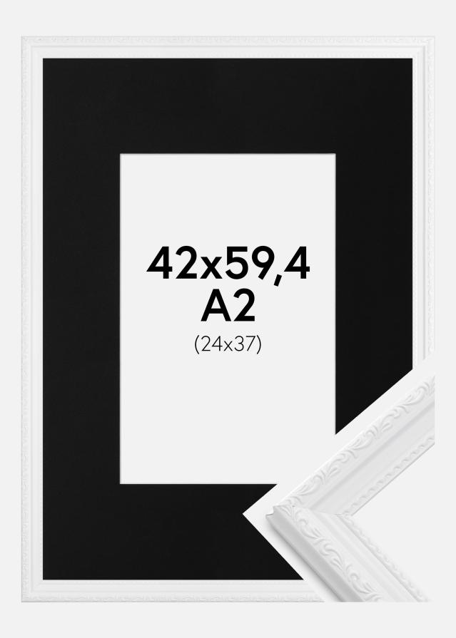 Ramme Abisko Hvid 42x59,4 cm (A2) - Passepartout Sort 25x38 cm