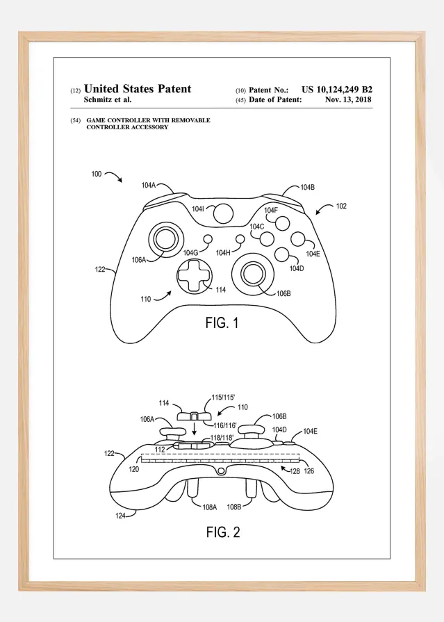 Patent Print - Game Controller III - White Plakat