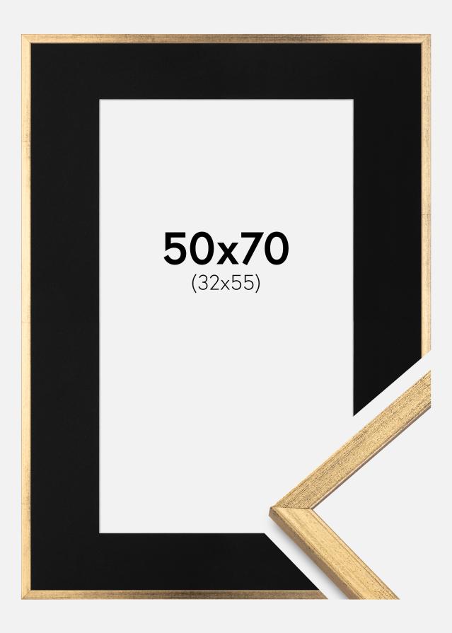Ramme Galant Guld 50x70 cm - Passepartout Sort 33x56 cm