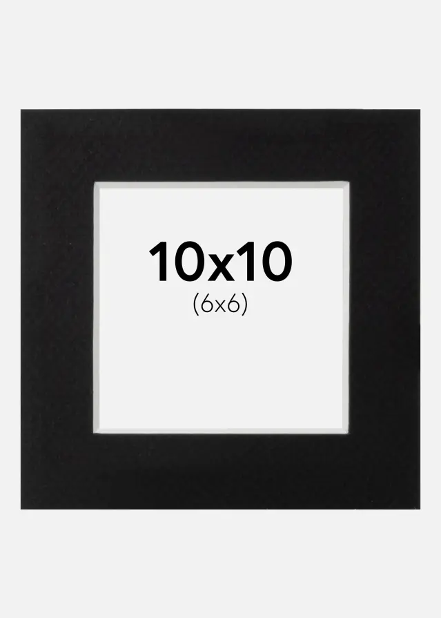 Passepartout Sort Standard (Hvid Kerne) 10x10 cm (6x6)