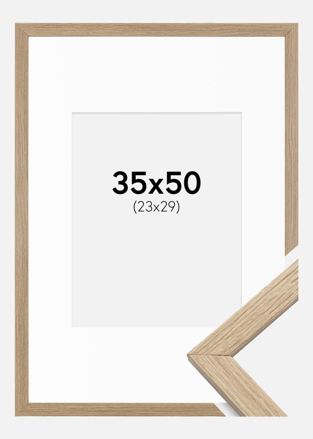 Ramme Stilren Eg 35x50 cm - Passepartout Hvid 24x30 cm