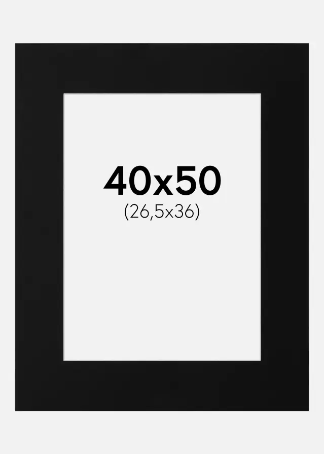 Passepartout Sort Standard (Hvid Kerne) 40x50 cm (26,5x36)
