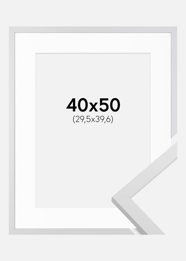 Ramme Trendy Hvid 40x50 cm - Passepartout Hvid 12x16 inches