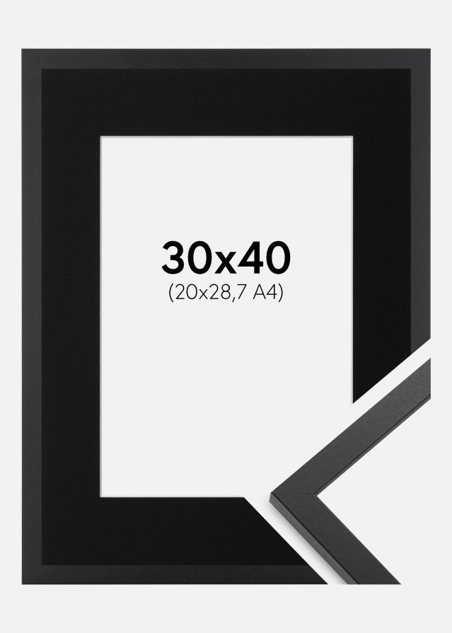 Ramme Trendy Sort 30x40 cm - Passepartout Sort 21x29,7 cm (A4)