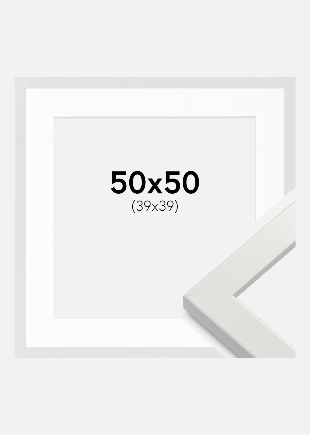 Product Image for Ramme White Wood Glossy 50x50 cm - Passepartout Hvid 40x40 cm