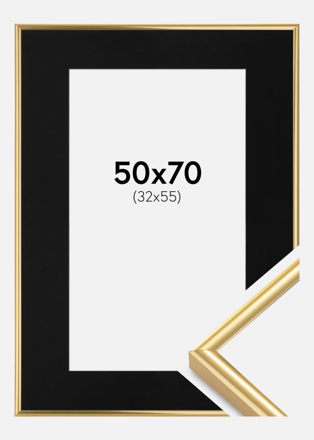 Ramme Victoria Guld 50x70 cm - Passepartout Sort 33x56 cm