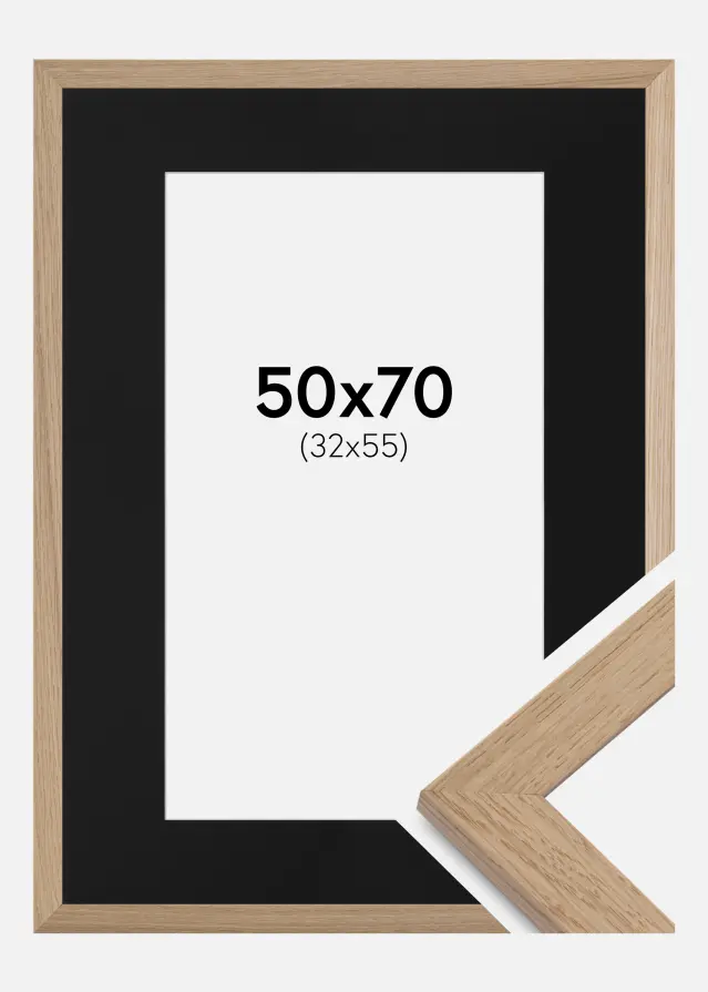 Ramme Trendline Eg 50x70 cm - Passepartout Sort 33x56 cm