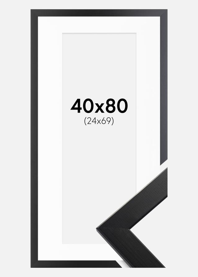Ramme Trendline Sort 40x80 cm - Passepartout Hvid 25x70 cm