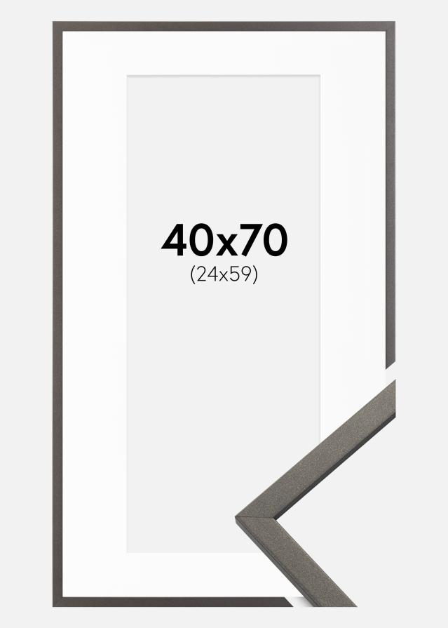 Ramme Edsbyn Grafit 40x70 cm - Passepartout Hvid 25x60 cm