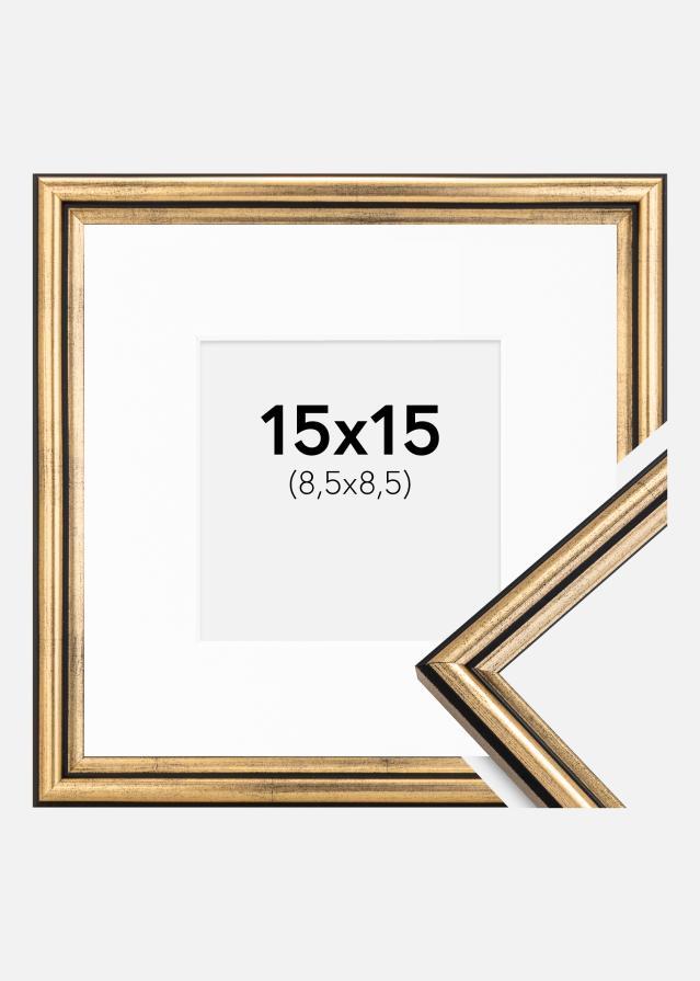 Ramme Horndal Guld 15x15 cm - Passepartout Hvid 9x9 cm