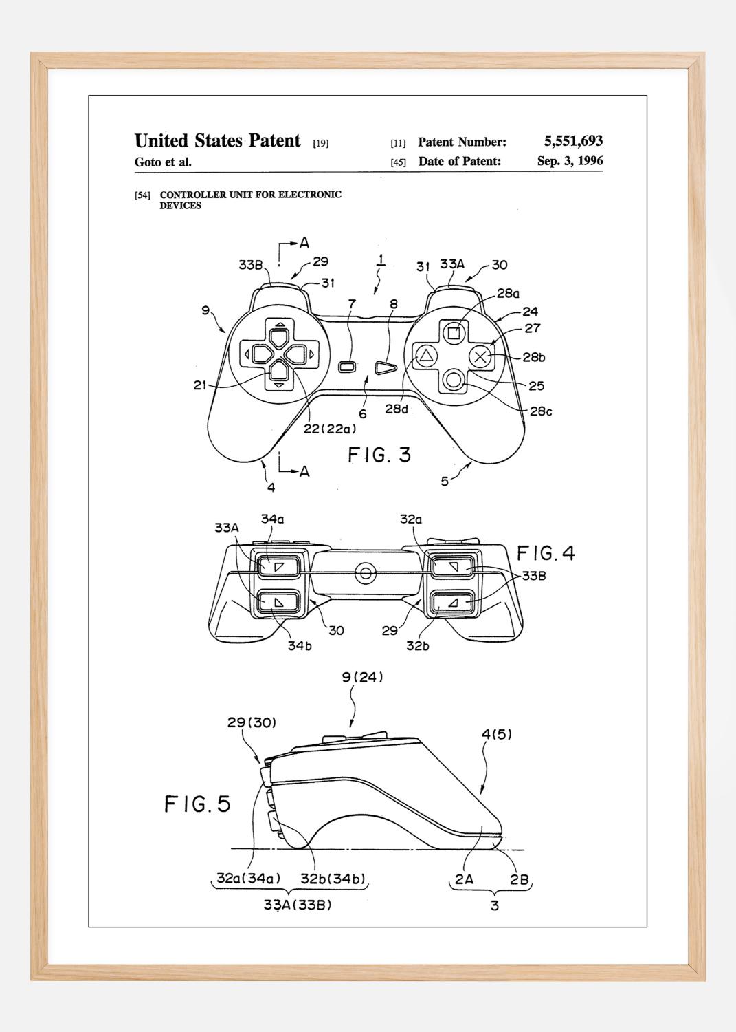 Product Image for Patent Print - Game Controller II - White Plakat (21x29.7 cm (A4))