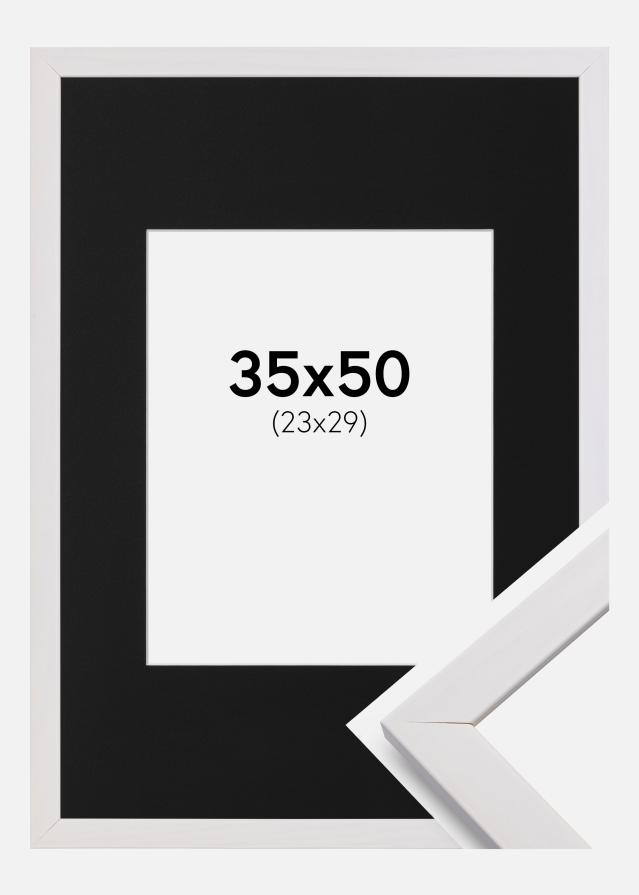 Ramme Stilren Hvid 35x50 cm - Passepartout Sort 24x30 cm