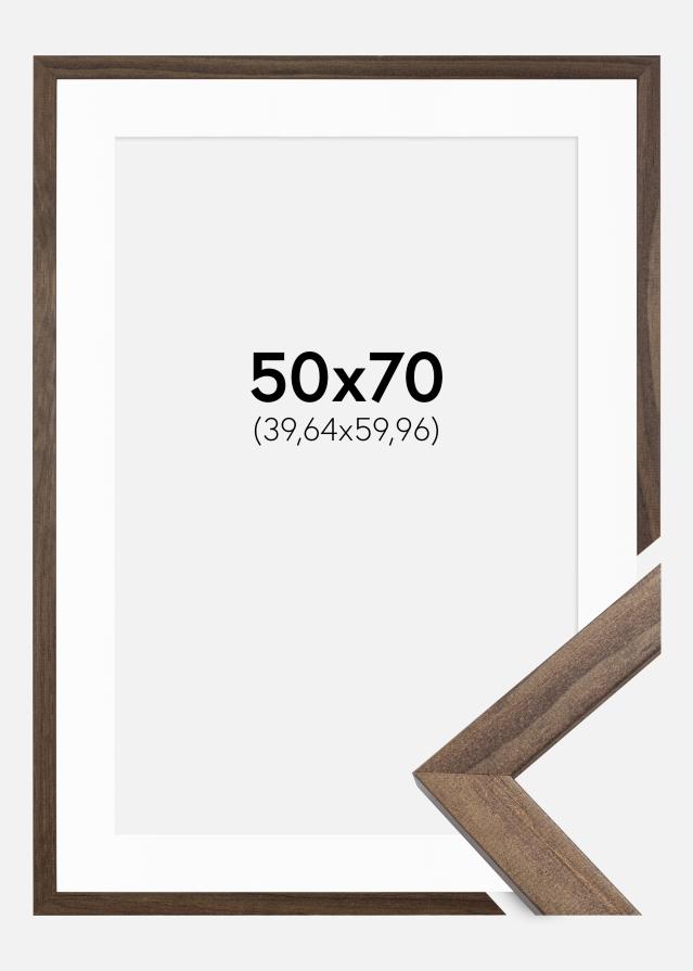 Ramme Stilren Valnød 50x70 cm - Passepartout Hvid 16x24 inches (40,64x60,96 cm)