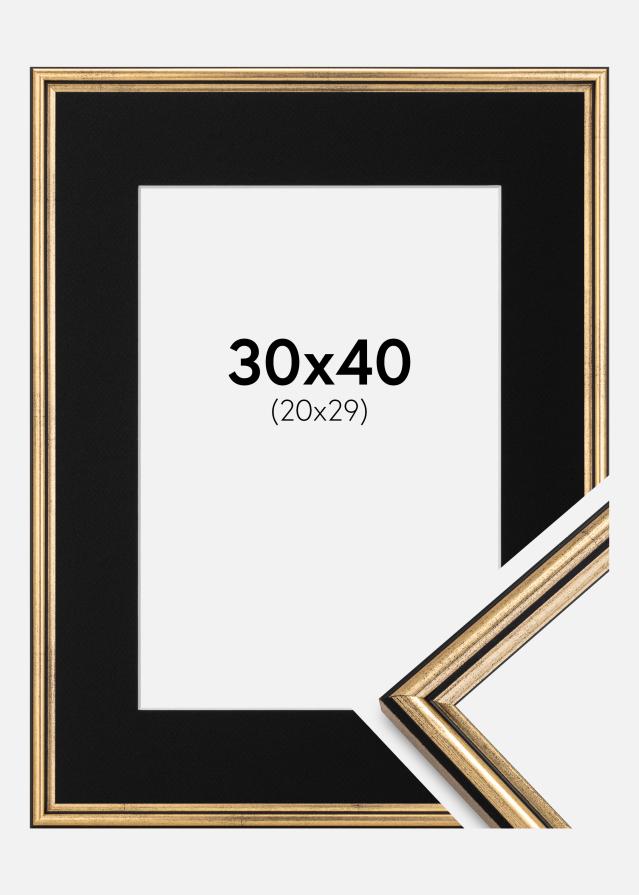 Ramme Horndal Guld 30x40 cm - Passepartout Sort 21x30 cm