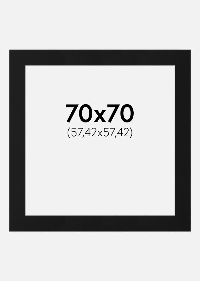 Passepartout Sort Standard (Hvid kerne) 70x70 cm (57,42x57,42)