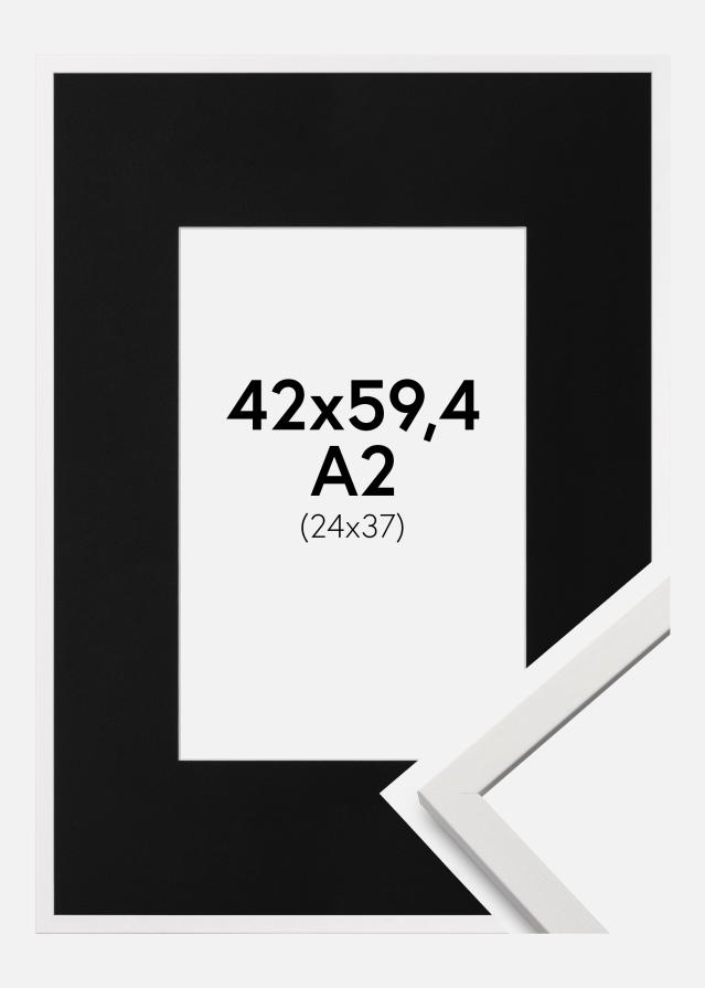 Ramme Edsbyn Hvid 42x59,4 cm (A2) - Passepartout Sort 25x38 cm