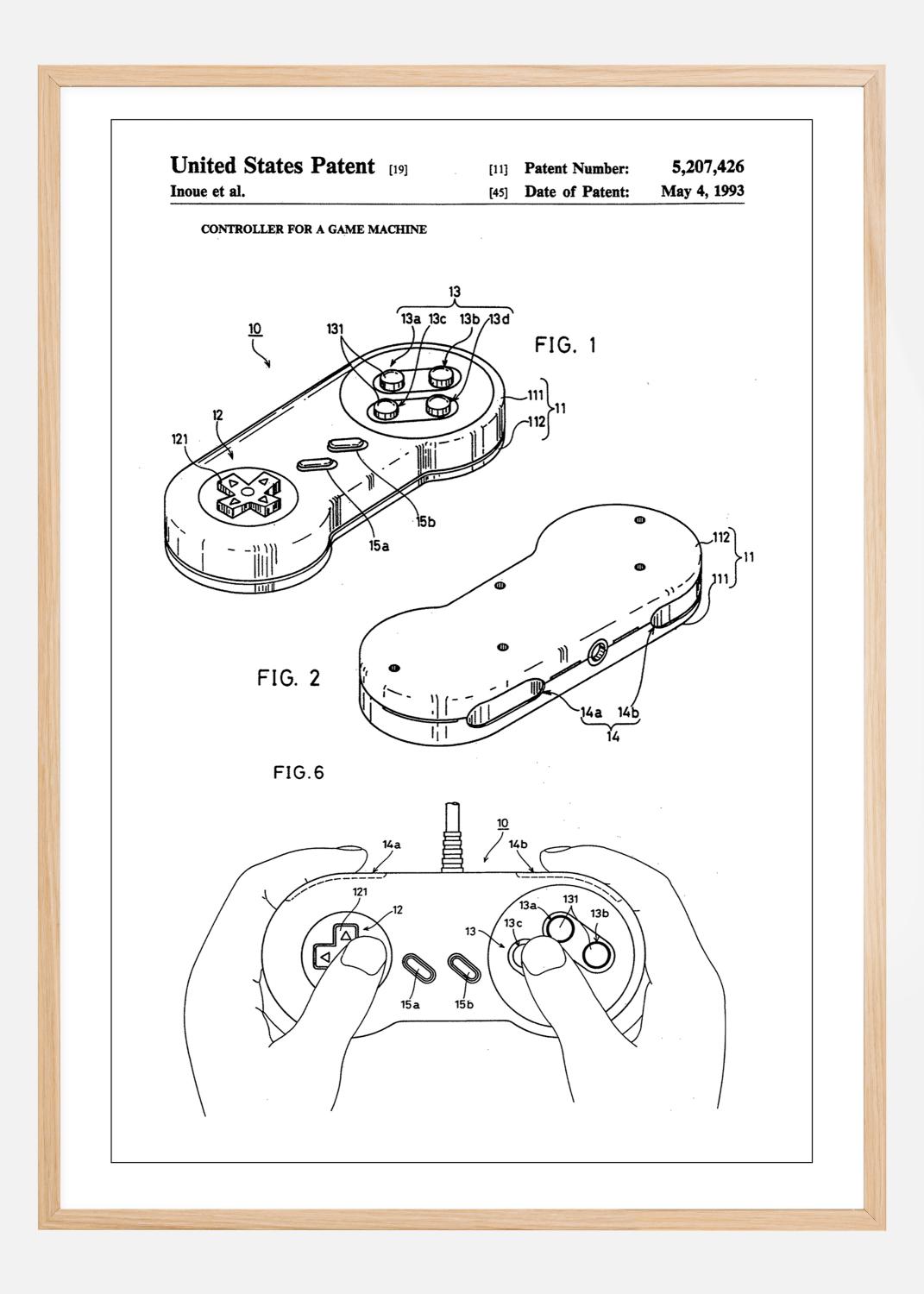 Product Image for Patent Print - Game Controller I - White Plakat (21x29.7 cm (A4))