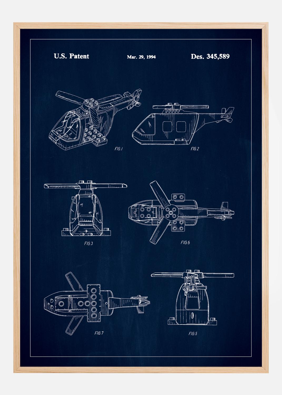 Product Image for Patent Print - Lego Helicopter - Blue Plakat (70x100 cm)