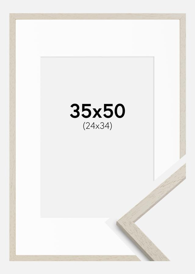 Ramme Edsbyn Sand 35x50 cm - Passepartout Hvid 25x35 cm