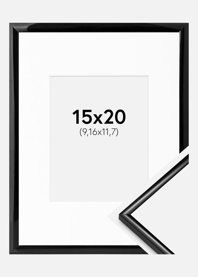 Ramme Scandi Sort 15x20 cm - Passepartout Hvid 4x5 inches