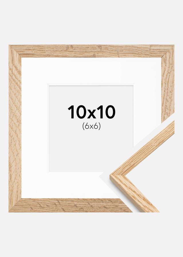 Ramme Tynd Eg 10x10 cm - Passepartout Hvid 7x7 cm