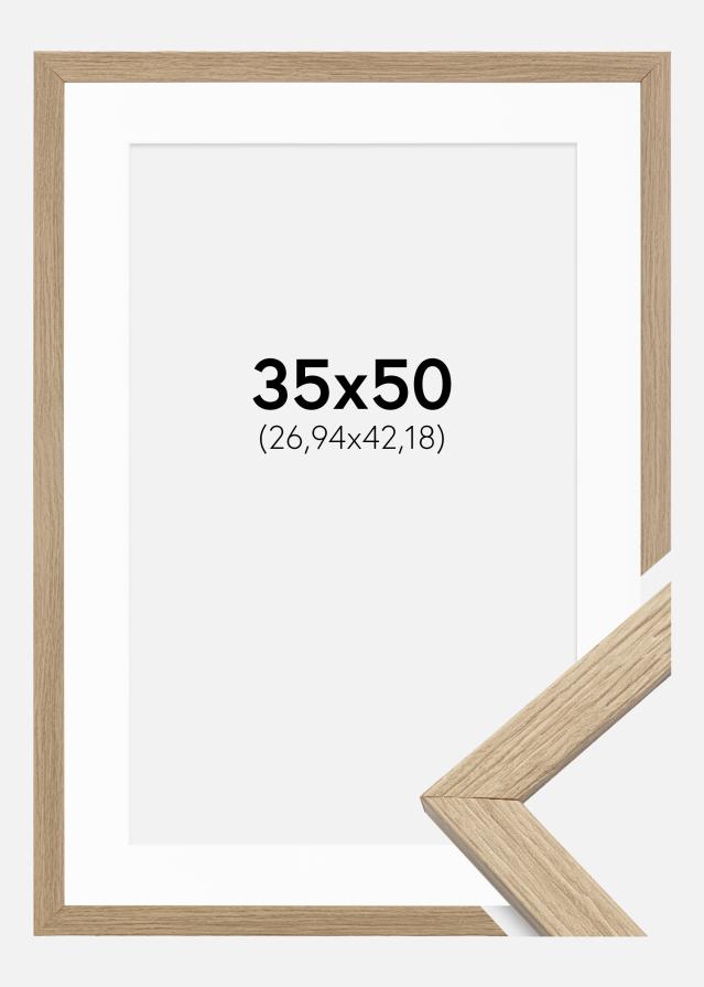 Ramme Stilren Eg 35x50 cm - Passepartout Hvid 11x17 inches