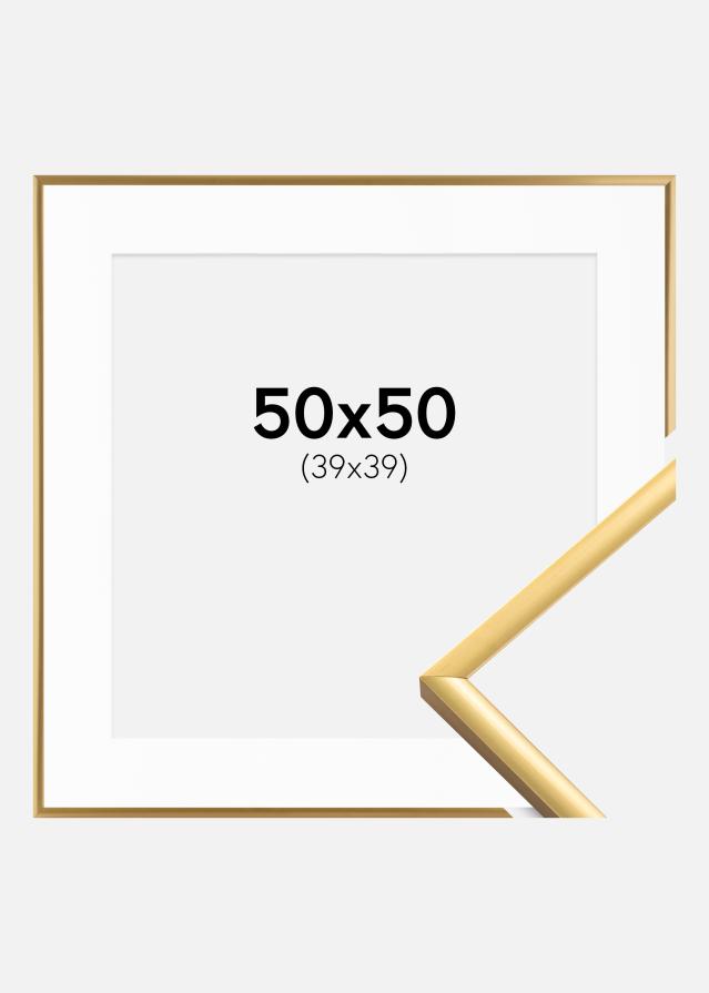 Ramme New Lifestyle Shiny Gold 50x50 cm - Passepartout Hvid 40x40 cm