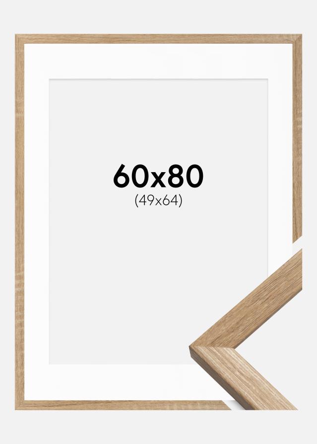 Ramme Fiorito Lys Eg 60x80 cm - Passepartout Hvid 50x65 cm