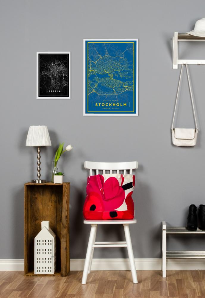Kort - Uppsala - Sort Plakat
