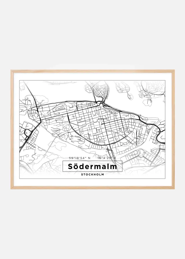 Kort - Södermalm - Hvid Plakat
