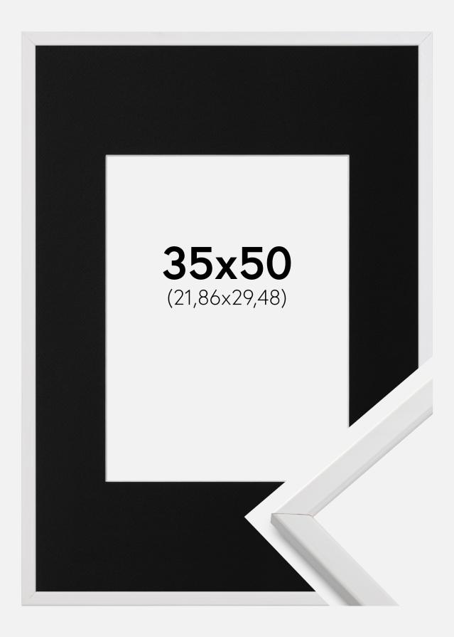 Ramme Galant Hvid 35x50 cm - Passepartout Sort 9x12 inches