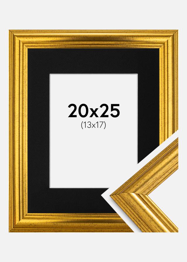 Ramme Västkusten Guld 20x25 cm - Passepartout Sort 14x18 cm