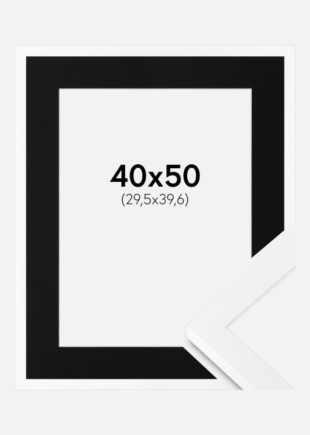 Ramme Selection Hvid 40x50 cm - Passepartout Sort 12x16 inches