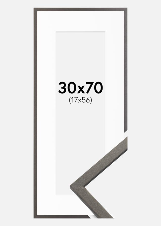 Ramme Edsbyn Grafit 30x70 cm - Passepartout Hvid 18x57 cm