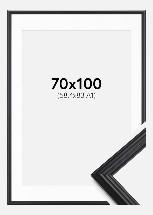 Ramme Siljan Sort 70x100 cm - Passepartout Hvid 59,4x84 cm (A1)