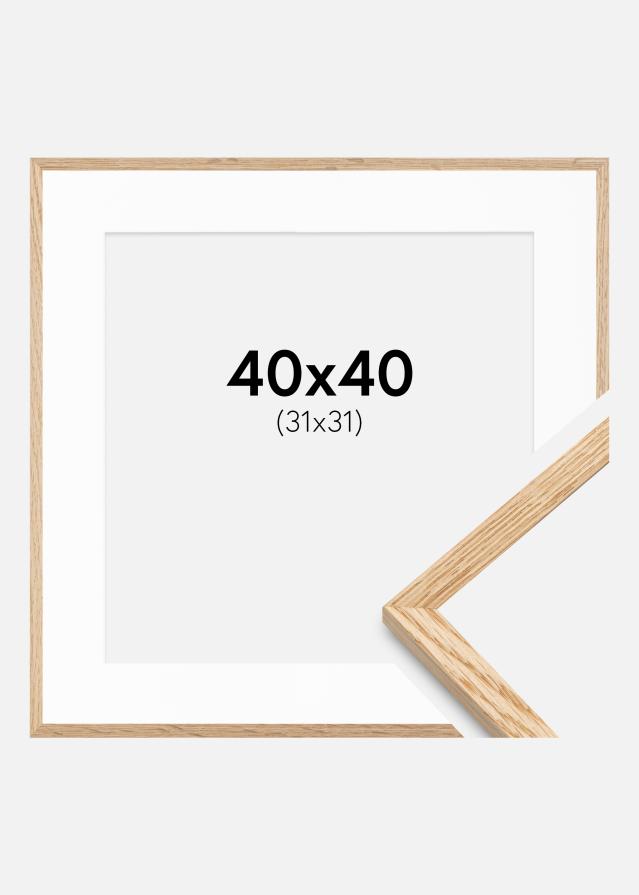 Ramme Tynd Eg 40x40 cm - Passepartout Hvid 32x32 cm
